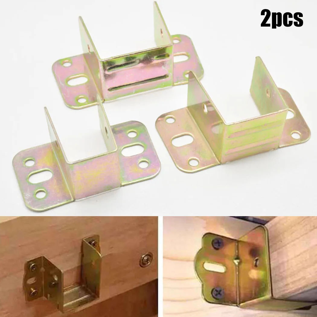Furniture Hardware Tools - 2pcs U Shaped Metal Bed Bracket
