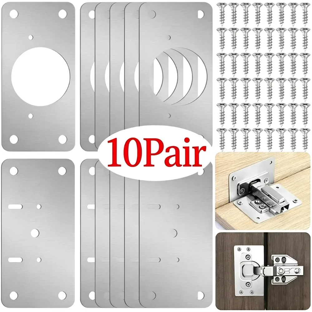 Furniture Hardware Fixing Screws - 10/1Pairs Hinge Repair Plate Kitchen Cabinet
