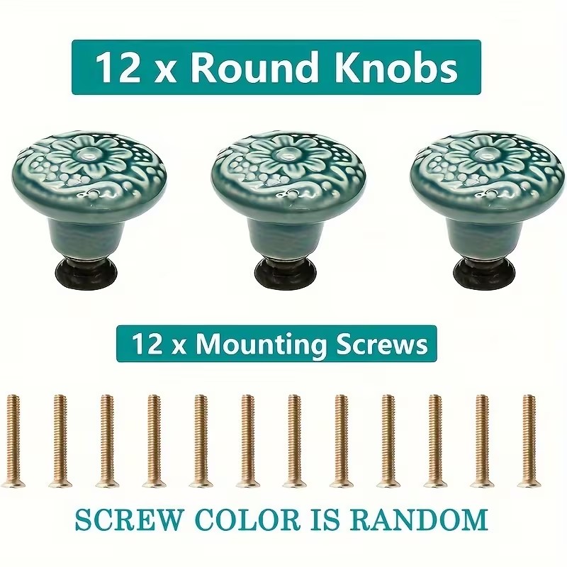 12pcs Ceramic Cabinet Knobs, F - đánh giá và giá Furniture Hardware Tools